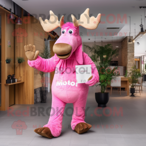 Pink Moose mascotte kostuum...