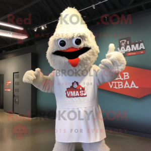 White Jambalaya mascot costume character dressed with a V-Neck Tee and Gloves