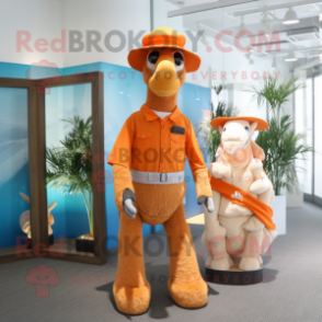 Orange Camel mascot costume character dressed with a Polo Tee and Hats