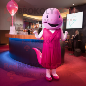 Magenta Beluga Whale maskot...