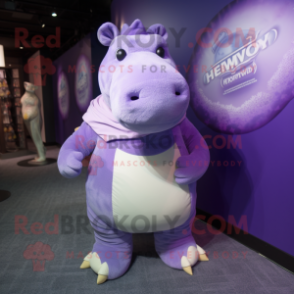 Lavender Hippopotamus mascot costume character dressed with a Bodysuit and Wraps