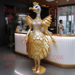 Gold Swan mascotte kostuum...