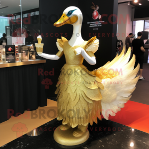 Gold Swan maskot kostume...