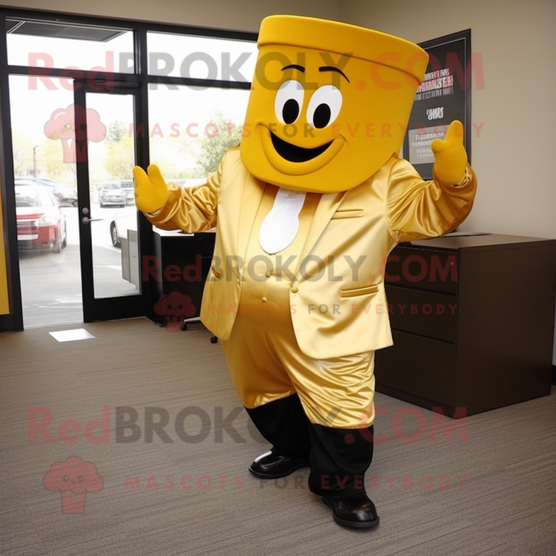 Gold Steak mascot costume character dressed with a Suit Pants and Shoe clips Gold Steak mascot costume character dressed with a Suit Pants and Shoe clips