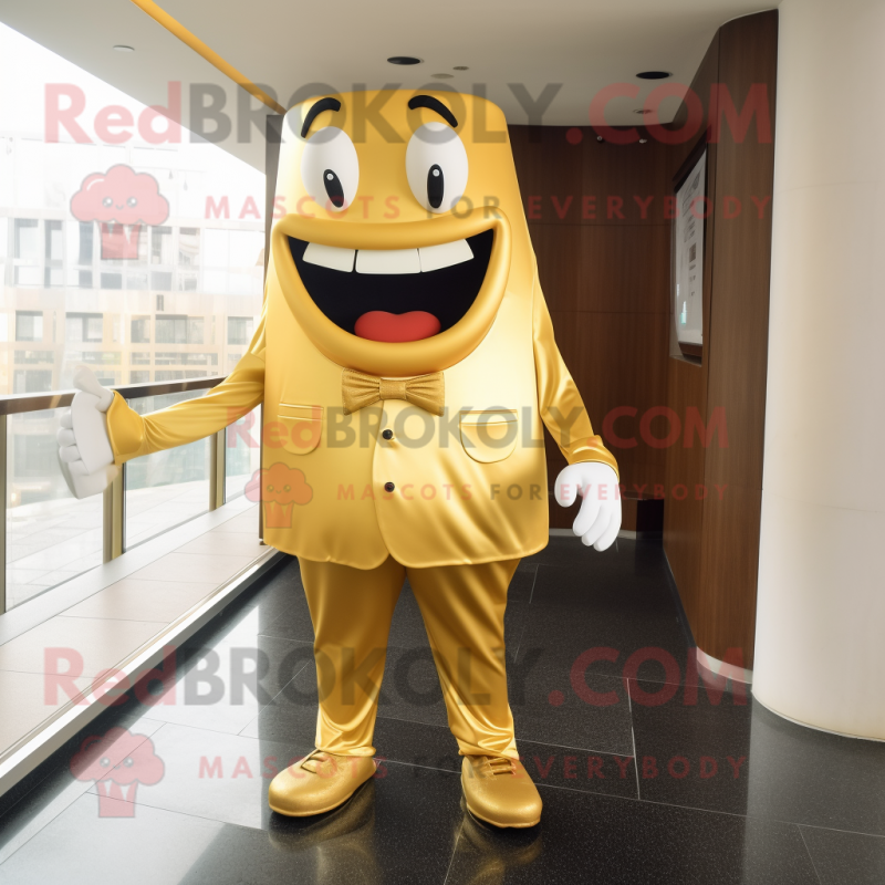 Gold Steak mascot costume character dressed with a Suit Pants and Shoe clips Gold Steak mascot costume character dressed with a Suit Pants and Shoe clips