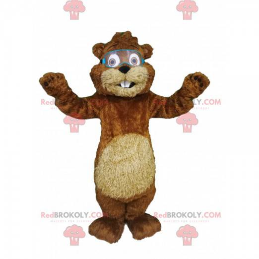 Maskot bobr s ochrannými brýlemi. - Redbrokoly.com