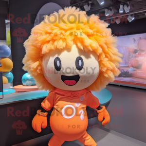 Peach Human Cannon Ball mascot costume character dressed with a Rash Guard and Hair clips