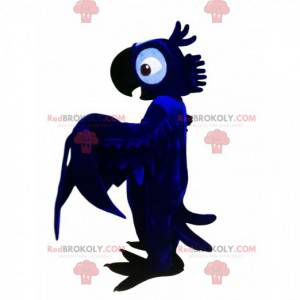 Mascote do papagaio azul à noite. Fantasia de papagaio -