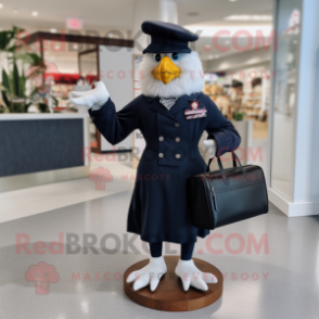 Navy Hens mascot costume character dressed with a Dress Pants and Handbags