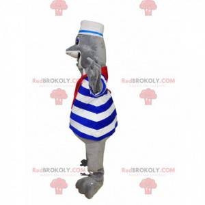 Mascotte de phoque enthousiaste en tenue de marin. -