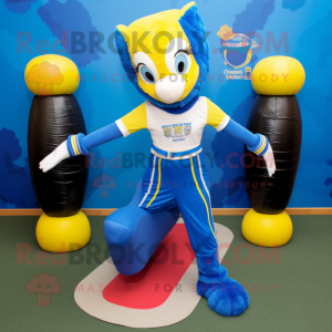 Blue Hens mascot costume character dressed with a Yoga Pants and Earrings