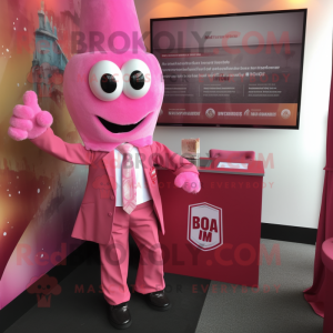 Pink Tikka Masala mascot costume character dressed with a Suit and Tie pins