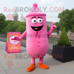 Pink Tikka Masala mascot costume character dressed with a Suit and Tie pins