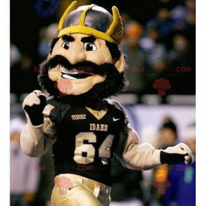 Muscular mustached Viking mascot with a helmet on his head -