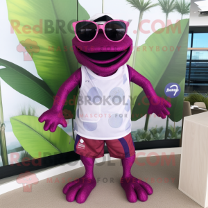 Magenta Frog maskot kostume...