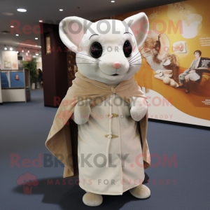 Cream Dormouse mascot costume character dressed with a Cover-up and Wraps