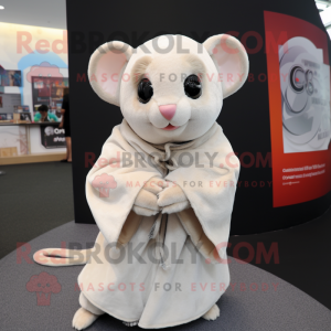 Cream Dormouse mascot costume character dressed with a Cover-up and Wraps