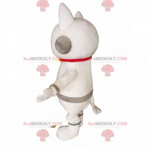 Mascotte gatto bianco con le cuffie. Costume da gatto bianco -