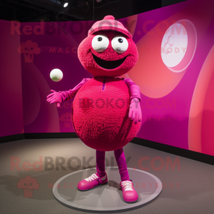 Magenta Golf Ball mascot costume character dressed with a Bodysuit and Anklets