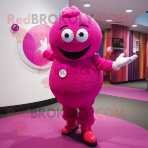 Magenta Golf Ball mascot costume character dressed with a Bodysuit and Anklets