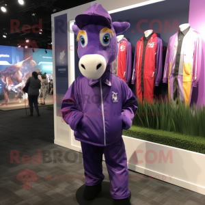 Purple Horse maskot kostume...