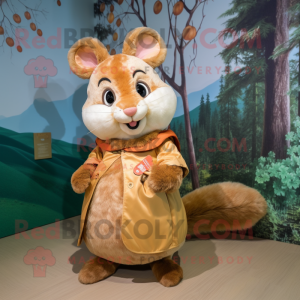 Tan Dormouse mascot costume character dressed with a Cover-up and Hairpins