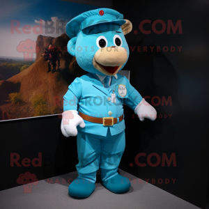 Cyan Doctor mascot costume character dressed with a Corduroy Pants and Cummerbunds