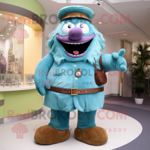 Cyan Doctor mascot costume character dressed with a Corduroy Pants and Cummerbunds