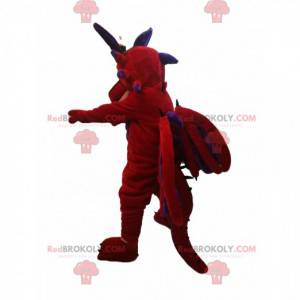 Rød og lilla djevelmaskot. Djevel kostyme - Redbrokoly.com