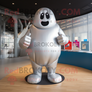 Silver Boxing Glove mascot costume character dressed with a One-Piece Swimsuit and Shawls