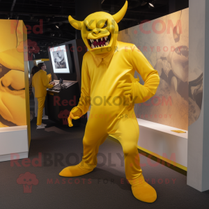 Yellow Devil maskot kostume...