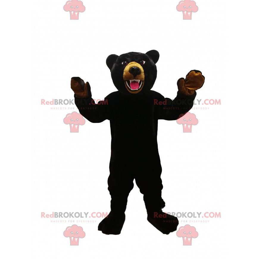 Mascota del oso negro feroz. Disfraz de oso negro -