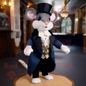 Navy Dormouse mascot costume character dressed with a Tuxedo and Cummerbunds