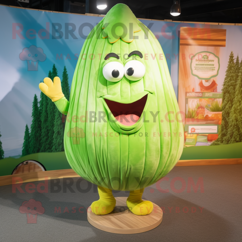 Lime Green Oyster mascot costume character dressed with a Corduroy Pants and Hairpins Lime Green Oyster mascot costume character dressed with a Corduroy Pants and Hairpins