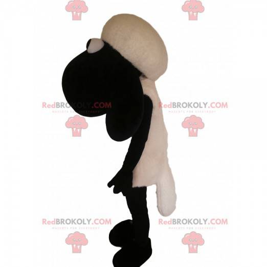 Mascotte de mouton noir et blanc. Costume de mouton -