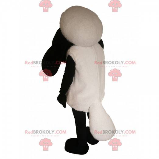 Mascotte de mouton noir et blanc. Costume de mouton -