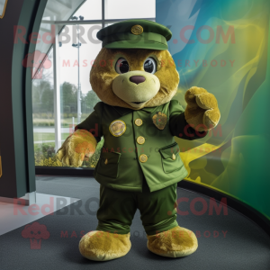 Goud groene baret mascotte...