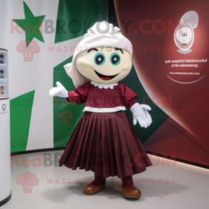 Maroon Irish Flag mascot costume character dressed with a Pleated Skirt and Anklets