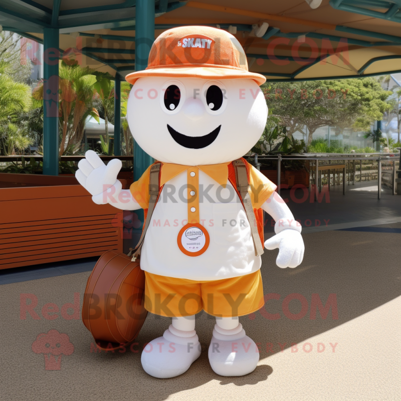 Cream Orange mascot costume character dressed with a Cargo Shorts and Coin purses Cream Orange mascot costume character dressed with a Cargo Shorts and Coin purses