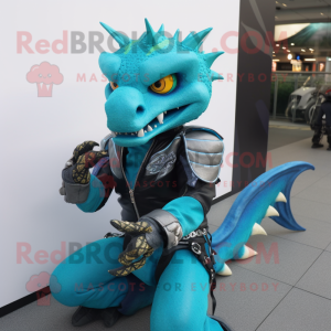 Cyan-Drachen Maskottchen...