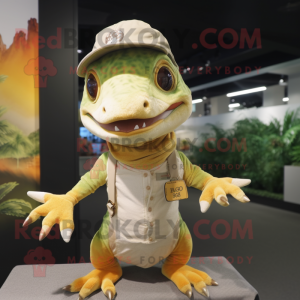 nan Geckos mascot costume character dressed with a Henley Shirt and Wraps