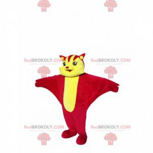 Mascotte de chat volant rouge et jaune.Costume de chat -