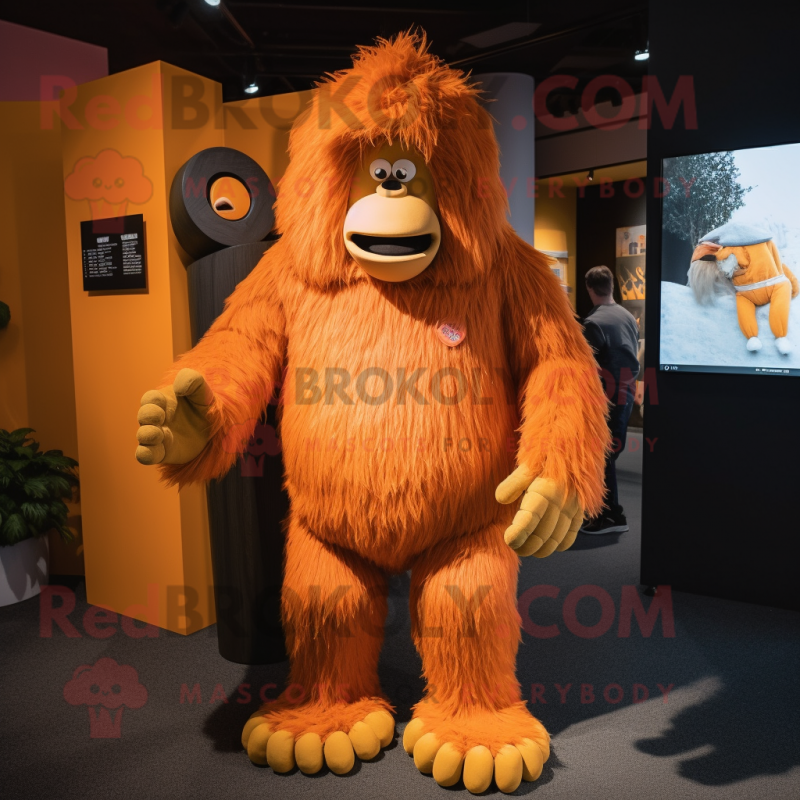 Orange Sasquatch mascot costume character dressed with a Playsuit and Ties