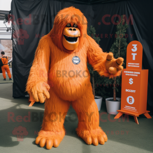 Orange Sasquatch mascot costume character dressed with a Playsuit and Ties