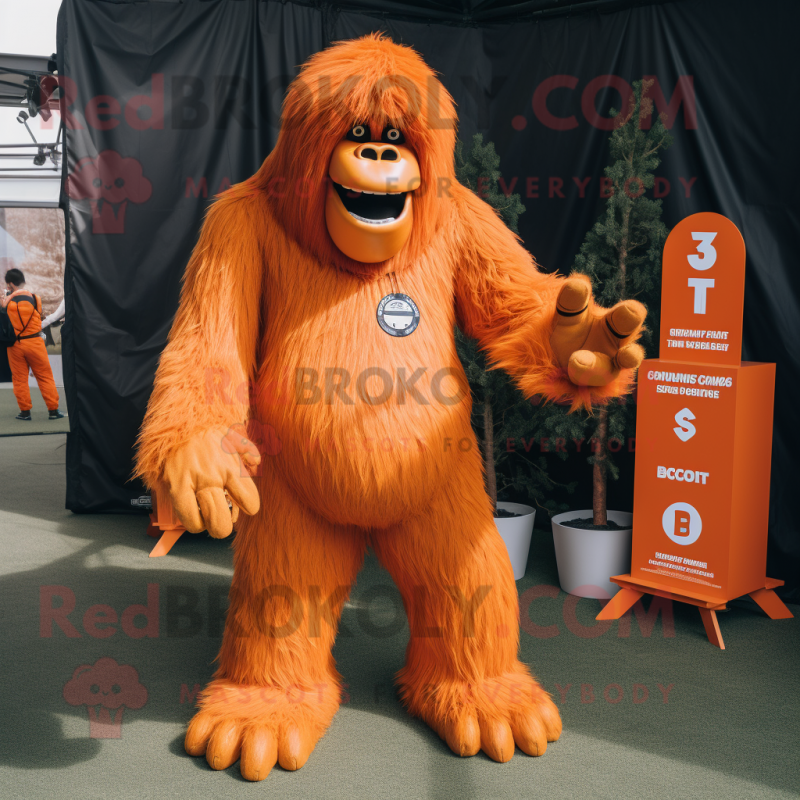 Orange Sasquatch mascot costume character dressed with a Playsuit and Ties Orange Sasquatch mascot costume character dressed with a Playsuit and Ties