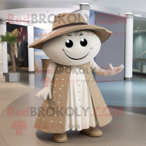 Tan Ray mascot costume character dressed with a Dress and Hat pins