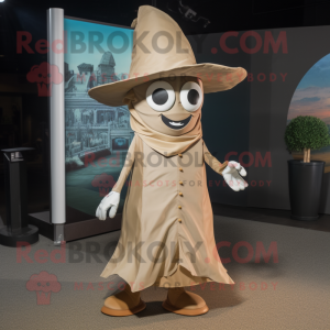 Tan Ray mascot costume character dressed with a Dress and Hat pins