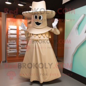 Tan Ray mascot costume character dressed with a Dress and Hat pins