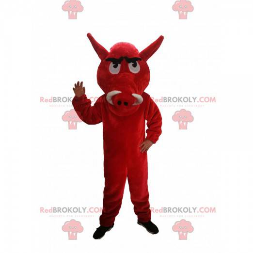 Mascotte di cinghiale rosso con grandi orecchie - Redbrokoly.com