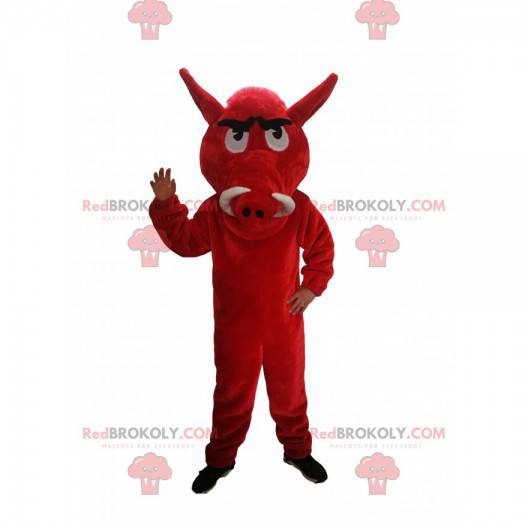 Rotschweinmaskottchen mit großen Ohren - Redbrokoly.com